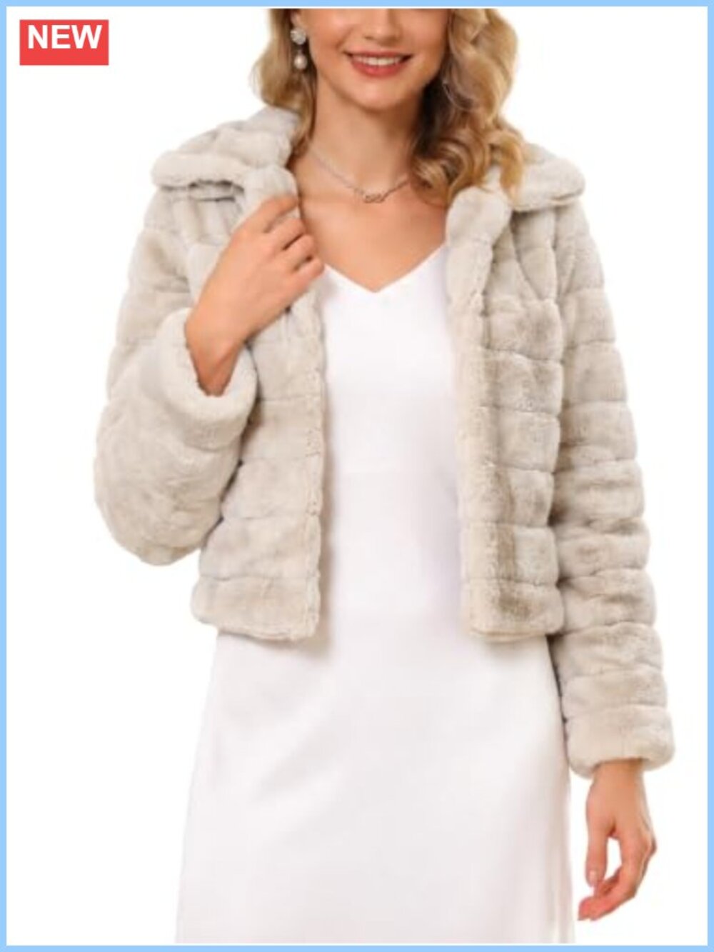 Faux Fur Coat Fluffy Lapel Collar Winter Cropped Jacket